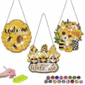 5D DIY Diamantmalerei Holzschilder mit Bienen und Sonnenblumen zum Aufhängen - Ernte Sonnenblume Biene