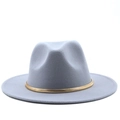 Light gray wool fedora hat with a decorative gold snake chain trim around the crown - M (56-58cm) / Light Gray