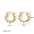 Detail view of 26mm gold hollow earrings with pearls and size measurements shown - Pearl Inlaid Hoop Style (HF-E3155)
