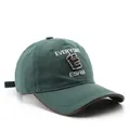 Dark green vintage baseball cap featuring distressed 'E' letter embroidery and a curved brim - Dark Green