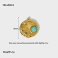 Détail du pendentif soleil et lune plaqué or PVD avec pierre turquoise, 20 mm de haut - DFC61702A-Pendentif Étoile Lune Turquoise Dorée