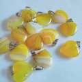 Set of 13 yellow heart-shaped agate pendants with metal clasps for DIY jewelry making - Agate