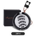 3D Magnetic Eyelashes Set with 24P-4 model, rose gold applicator and silver glitter box - 24P-4 with Quantum Tweezer
