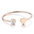Eleganter roségoldener Herz-Armreif mit funkelndem Zirkonia-Akzent für Damen - Roségold (KB147335-BYA)