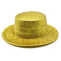 Sparkling gold glitter flat top boater hat for parties and festive stage performances - M(56-58cm) / Gold