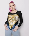 Women's black long sleeve top with baroque style chain print satin scarf detail - Navy Carriage