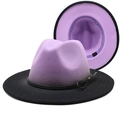 Dettaglio di cappello Fedora in lana bicolore viola e nero con corda intrecciata - M (56-58cm) / Patchwork Viola e Nero