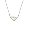 Polished silver heart pendant necklace with letter N on a delicate snake chain - Letter N (S143S-N)