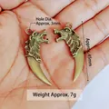 Handheld vintage dragon head pendant in brass with claw hook design for men's necklaces - Vintage Style Alloy Wolf Tooth
