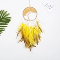 Tree of Life dreamcatcher wall hanging with yellow beads and natural feathers - Golden Years