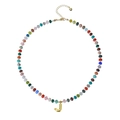 Bohemian colorful bead necklace with a golden bubble 'J' letter pendant for women - Letter J