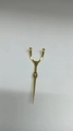 Golden Y-shaped stainless steel portable dental cleaning tool on white background - Single Needle (Ivory Gold)
