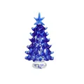 Handgefertigter blauer Weihnachtsbaum aus Glas mit Sternspitze auf klarem Sockel - Standardstil 66*42mm / Mittelblau & Weiß