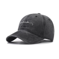Casquette de baseball en coton délavé anthracite avec broderie blanche et visière courbe - Noir Anglais Personnalisé