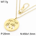 Golden MOM pendant necklace with baby footprints cutout and technical dimensions - Necklace (KN284183-KLX) / Gold