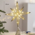 Golden 20cm LED lighted star tree topper with hollow wire design and warm glow - 20cm / With Lights / Champagne