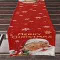 Camino de mesa navideño rojo de lino con copos dorados y diseño vintage de Papá Noel - 33*183cm / Rojo Oro Copo de Neve Papá Noel