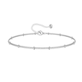 Silver bead chain bracelet for women in polished stainless steel with zircon charm - Silver 1 (Bead Chain)