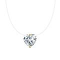 Elegant S925 sterling silver heart necklace with 8A zircon on invisible line chain - Lzn32-14k