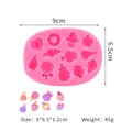 Pink silicone mold for cake toppers featuring cupcake, ice cream, and donut shapes - Cake Mold / Pink