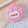 Pink cartoon rabbit air cushion hairbrush with a built-in folding makeup mirror - Rabbit (Round Comb)