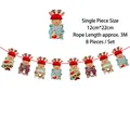 Cartoon Santa and reindeer Christmas bunting banner with 8 flags and 3M red string - Z33-Q Version Character