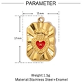 Details des Herz-Kronenanhängers mit Maßen 11x17mm und Material aus Edelstahl und Emaille - VG769-Goldene Krone Rotes Herz