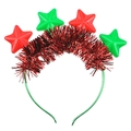 Christmas headband with red and green stars and festive tinsel for party costumes - Star Tinsel Headband