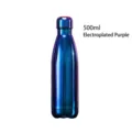 500ml electroplated purple gradient stainless steel vacuum sports water bottle cola shape - 500ml / Electroplated Purple