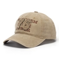 Detail einer Vintage-Baseballkappe aus gewaschener Baumwolle mit 76er-Patch und Bestickung - Einheitsgröße / Khaki