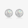 Orecchini a cuore in argento S925 con opale a goccia e dettagli in zircone - Stile Rotondo Oro Bianco (MME1153) / Argento 925