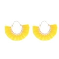 Bohemian fan-shaped tassel drop earrings in bright yellow finish for women - Bright Yellow Fan Shape (7443)