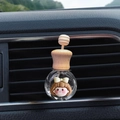 Cute cartoon girl car perfume bottle in milk tea color attached to air vent - Brown Girl / Air Vent Empty Bottle