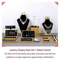 Black velvet and gold jewelry display set including necklace stand and earring organizer - Jewelry Display Set 1 (Black Velvet)