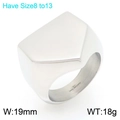 Anillo cuadrado minimalista para hombre de acero inoxidable plateado con acabado pulido - US 8 / Color Acero