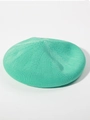 Classic breathable knit linen beret for women in a vibrant mint green summer shade - Adjustable / Emerald