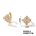 Detail view of gold earrings with square cubic zirconia and dimensions 1.3cm x 1.5cm - Gold (E02895-2)