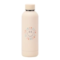 Cream stainless steel water bottle with minimalist smiley face and text design - Beige Everything Smiley