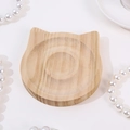 Cat-shaped wooden jewelry display tray for bracelets with natural wood grain finish - Natural Wood Cat Ears