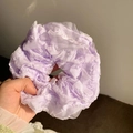 Chouchou élégant en tulle lavande avec volants en tissu seersucker léger et doux - Chouchou en Gaze Bouffante Violette