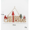Christmas wooden Merry Christmas sign with Santa and tree hanging ornament 22cm - 22cm Santa with Backpack (Merry Christmas)