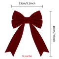 Set of 12 red velvet Christmas bows for tree decoration, 13x18cm festive ribbon ornaments - Set of 12 / Wine Red Double Bow