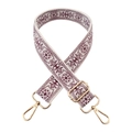 3.8cm wide adjustable ethnic embroidery bag strap with gold hooks and floral patterns - Purple on White Base