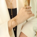 Set gioielli catena serpente placcato oro 18K con collana a Y e bracciale regolabile - Bracciale / Oro