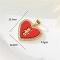 14K vergulde hart hanger met beer en zirkonia pavé, afmeting 23,7 mm bij 20,2 mm - 12628 Rode Schelp Beer