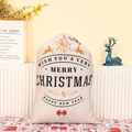 Canvas Christmas drawstring gift bag with reindeer print and Merry Christmas text - Style 1-Reindeer Snowflake / 40x57cm