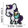Cartoon unicorn embroidered patch for clothing decoration with rainbow wings, 5.7x5.3 cm - Purple Mane Unicorn (9)