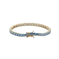 Golden tennis bracelet featuring 4-6mm light blue cubic zirconia with secure box clasp - Blue Diamond Gold 4mm / 9inch Bracelet (Approx 23cm)