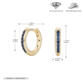 Macro shot of gold S925 sterling silver hoop earrings with 5A blue cubic zirconia inlay - 925 Silver / 925 Silver Yellow Gold Plated - Blue Spinel