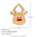 Golden reindeer head Christmas pendant in stainless steel with red nose detail - Christmas Enamel Colorful Reindeer Head - Gold-3